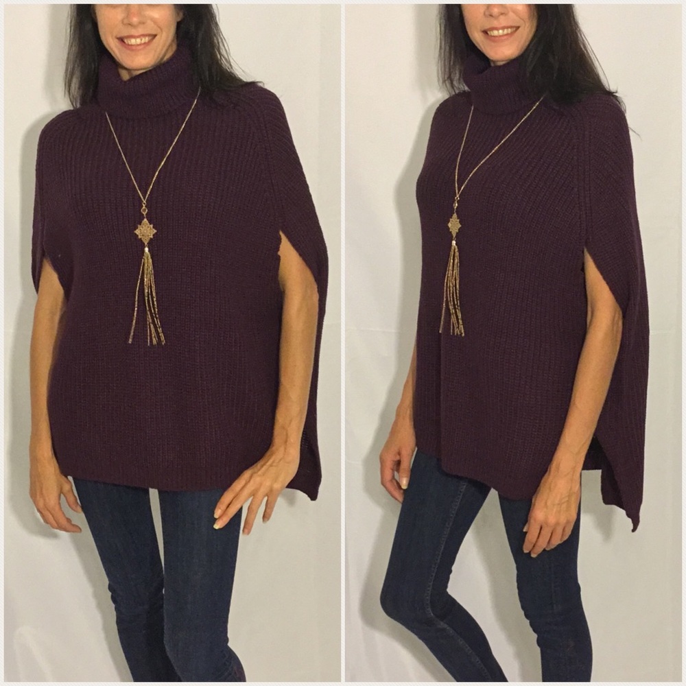 Dark Plum Poncho - Picture 2 of 2